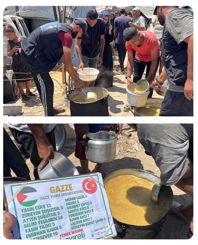 Gazze yemek dağıtımı için hazırlanan sıcak yemek görseli